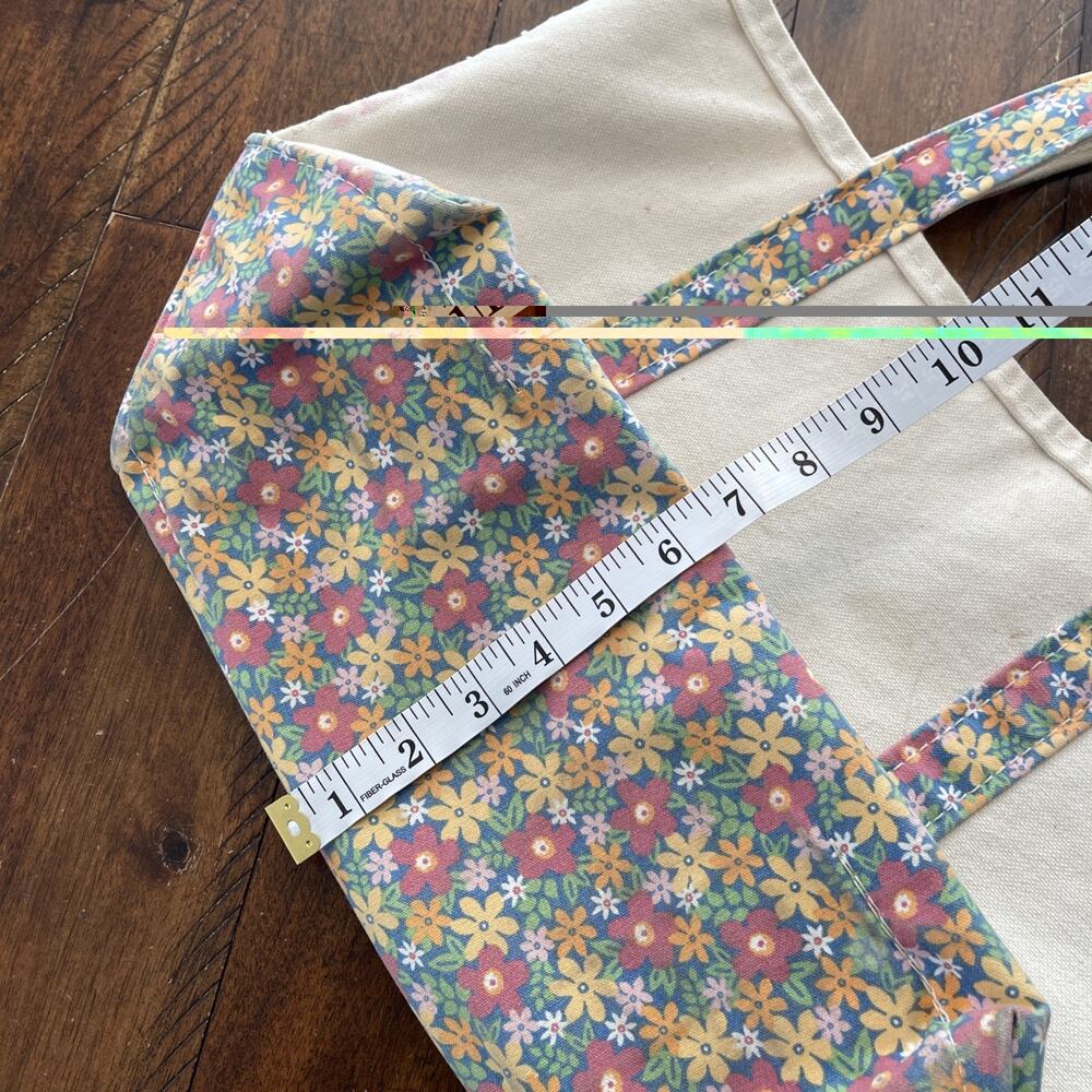 L.L. Bean vintage cream floral 1990s boat and tote medium short handle bag purse - Picture 9 of 10
